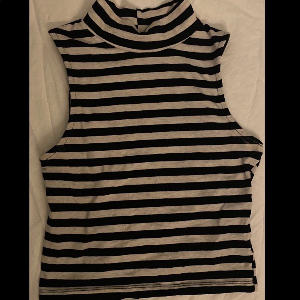 Turtle neck striped crop top
